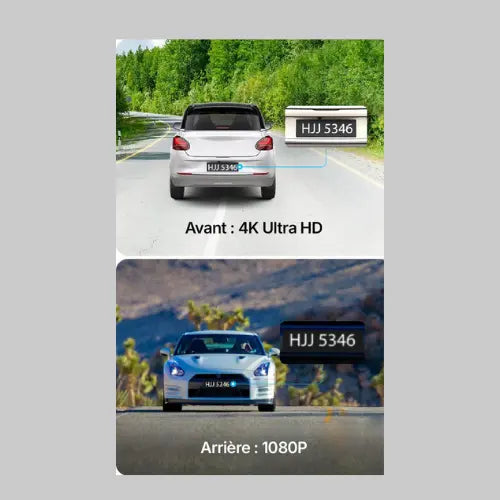 caméra de tableau de bord 4K 24H24 + 1 câble caméra 15M WIFI/GPS dashprocam