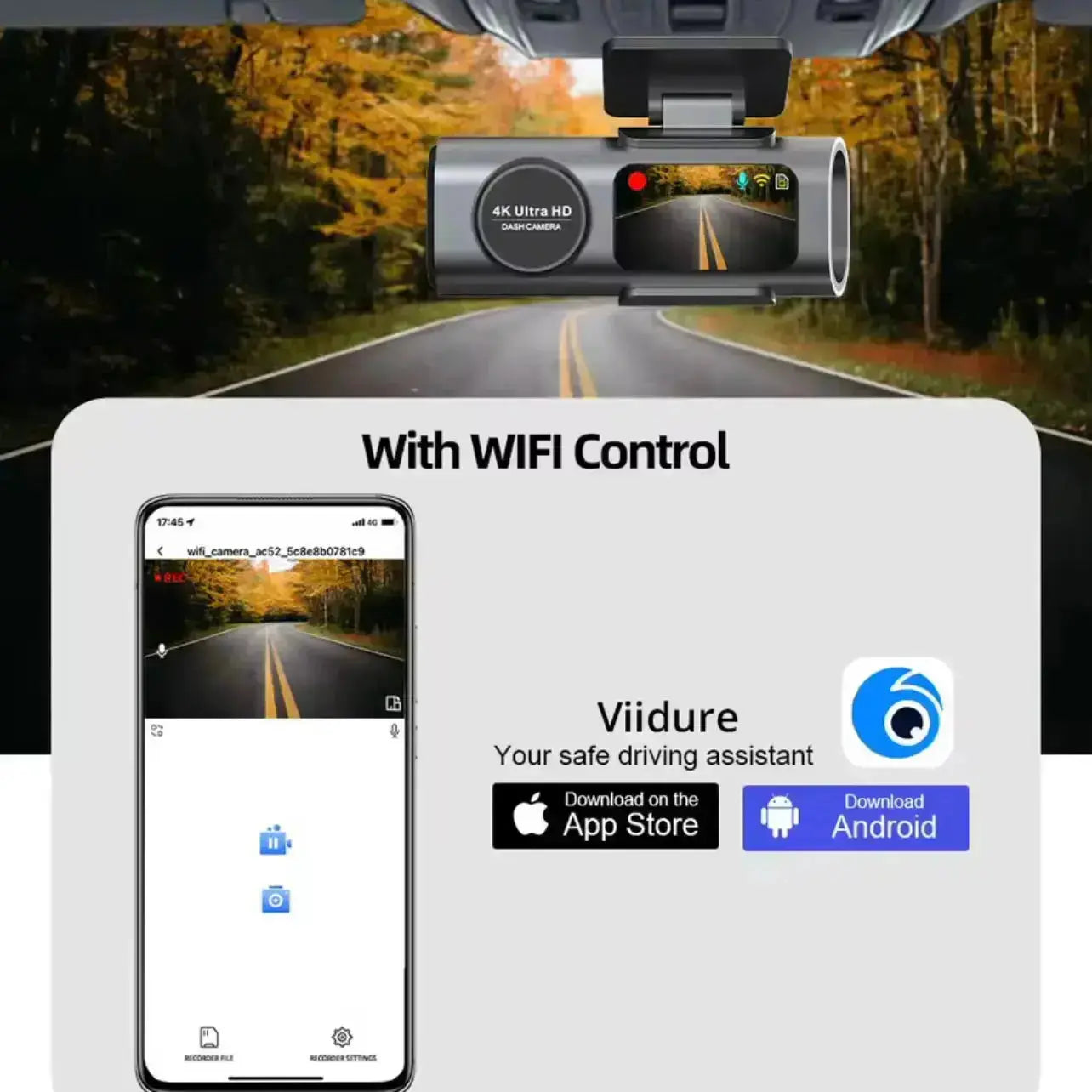 dashcam 4K 24H24 + 1 camera cable 10M WIFI/GPS dashprocam