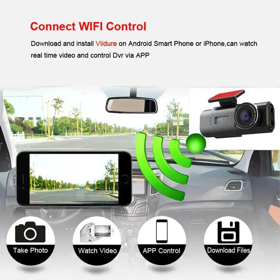 dashcam 4K 24H24 + 1 camera cable 10M WIFI/GPS dashprocam